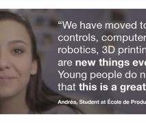 Quote from Andréa, Student at École de Production. Read below.